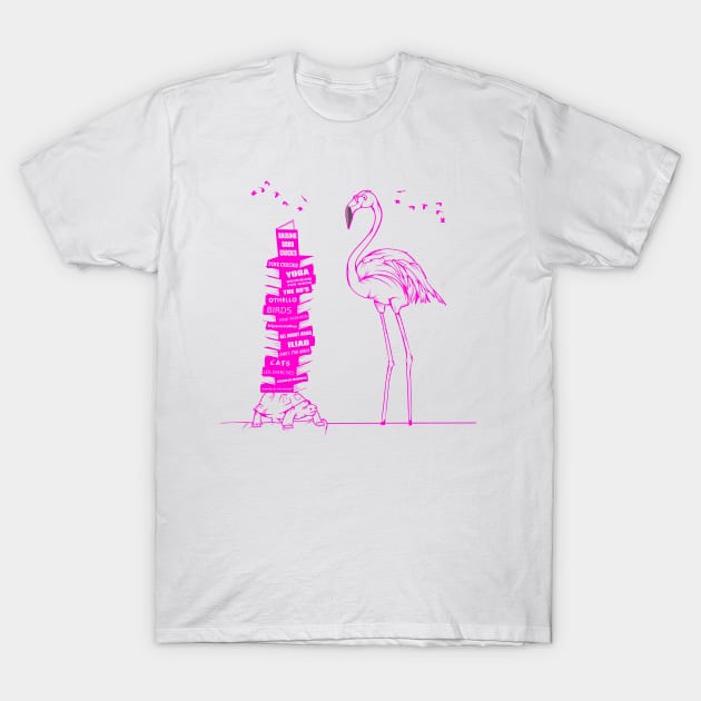 Flamingo Book Lover T-Shirt by mailboxdisco